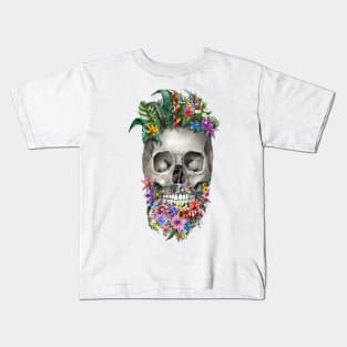 floral hipster skull Kids T-Shirt